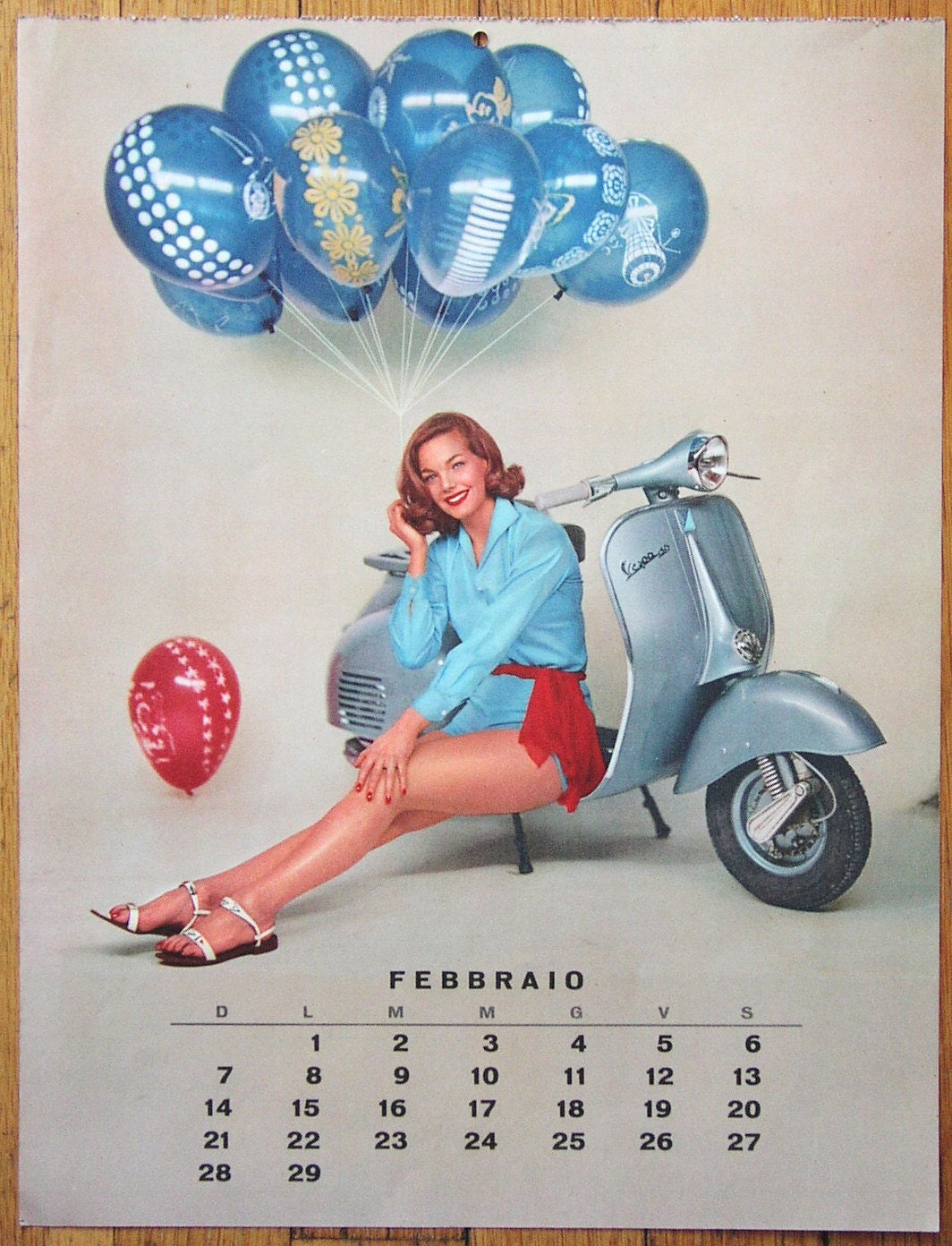 ORIGINAL VESPA Nov feb 1960 Calendar Page Sexy Pin up Girls On Etsy