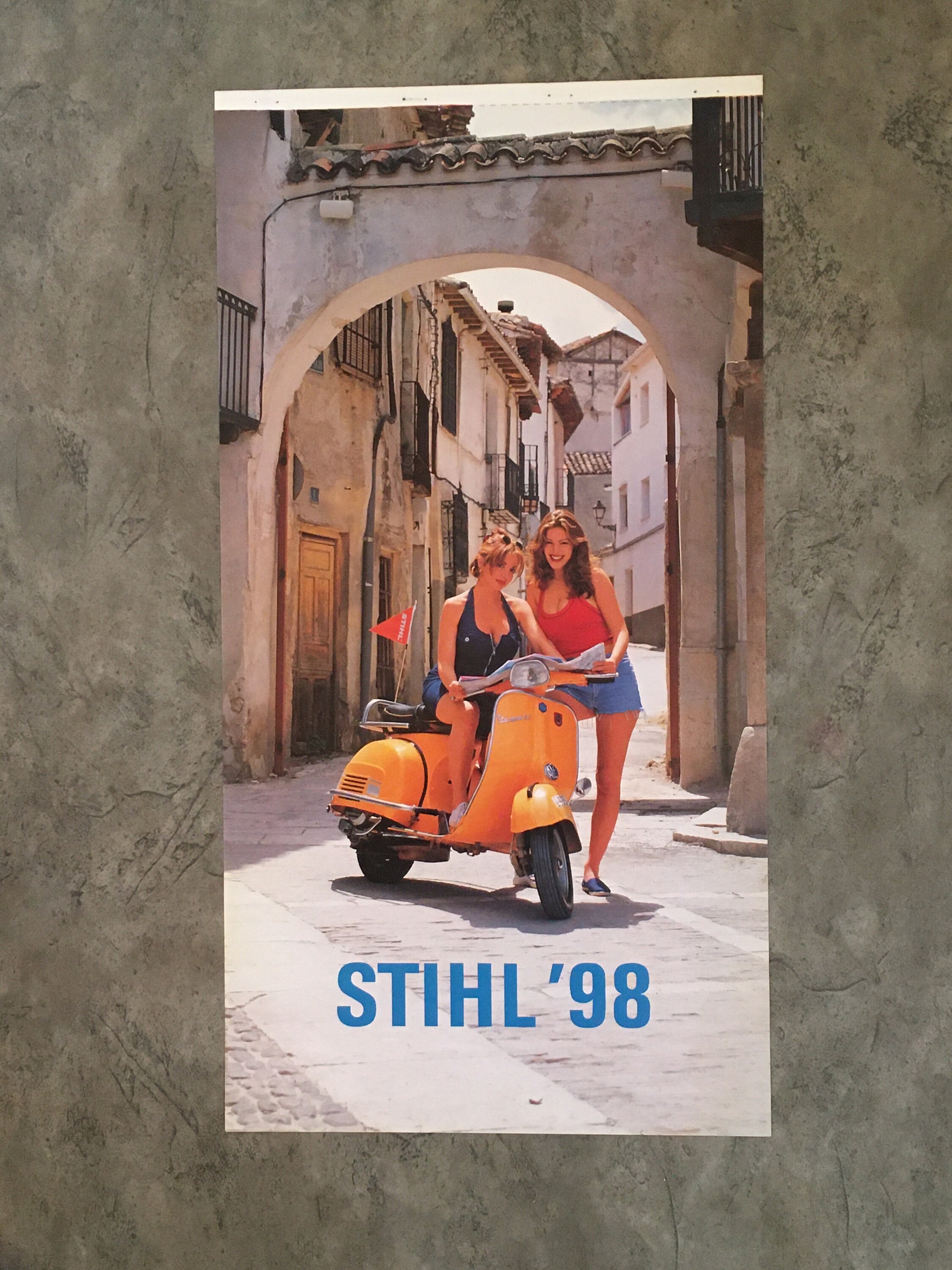 Vintage Pin-up Girl Calendar Page Sexy Models With VESPA SS 180