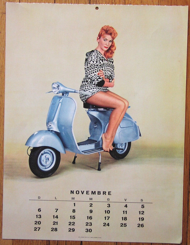 ORIGINAL VESPA Nov Feb 1960 Calendar Page Sexy Pin up Girls On Etsy