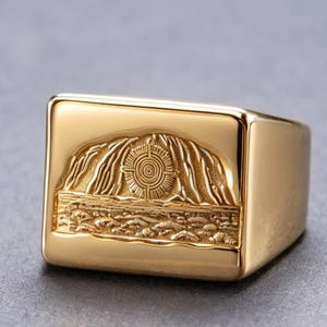 10K Gold Uluru Ring Aboriginal Story Inspired Unisex