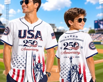 USA 250th Anniversary Baseball Jersey, Patriotic Shirt, Independence Day Jersey, Liberty Statue USA 2026 Gift