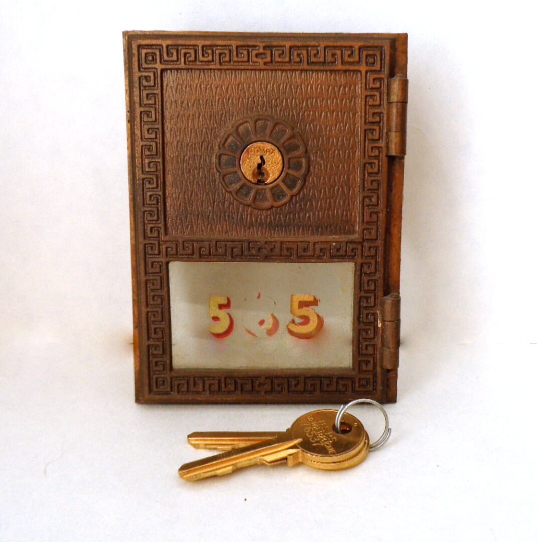 Antique Brass Bronze Yale Post Office Door 3 5/8