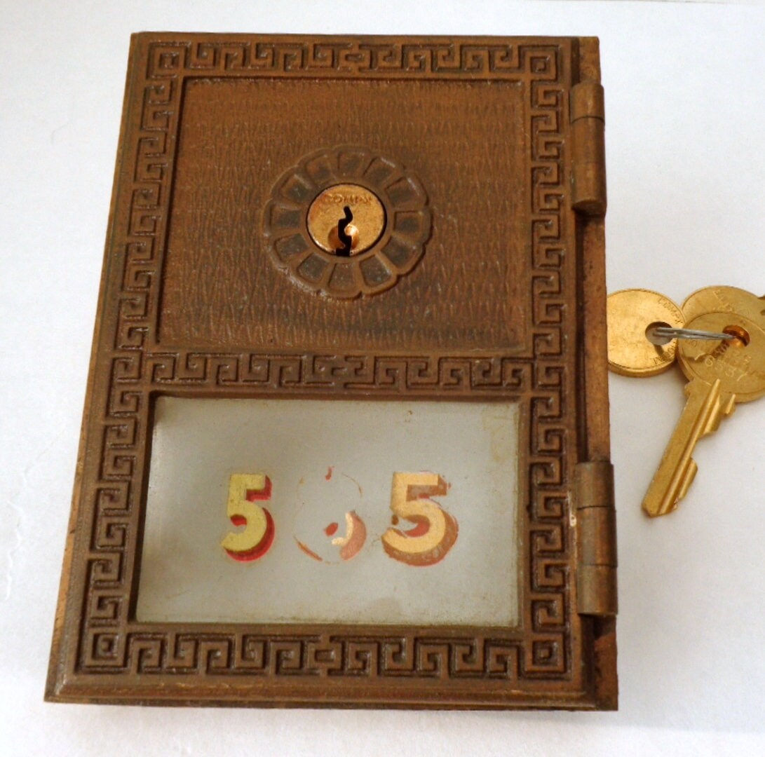 Antique Brass Bronze Yale Post Office Door 3 5/8 X 5 Postal PO Box