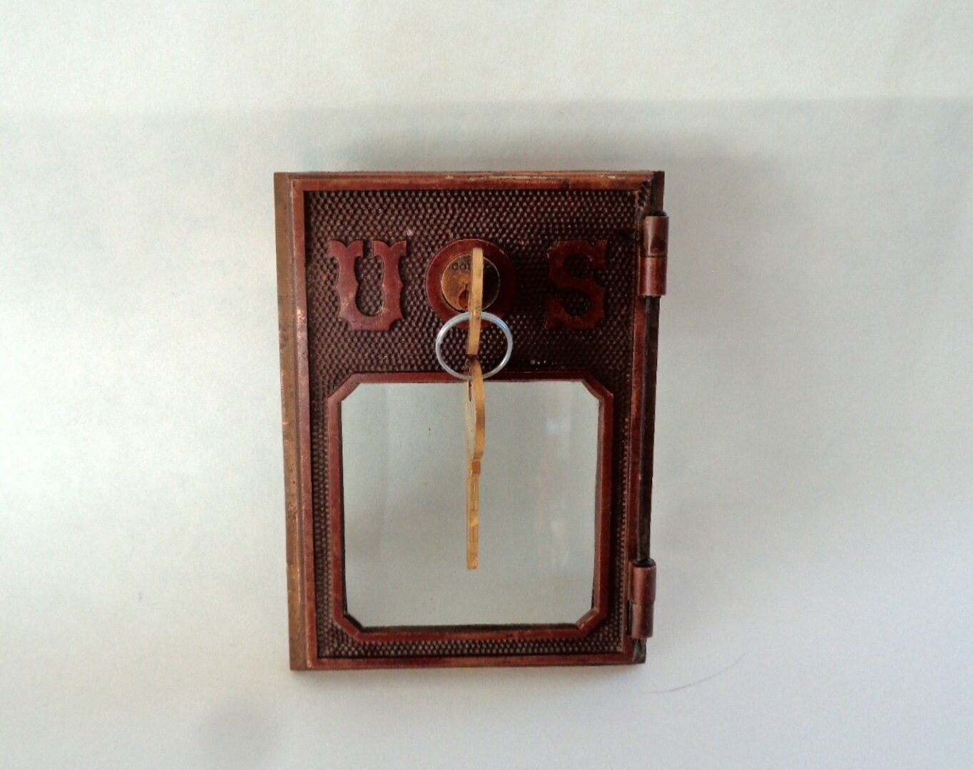 Antique 1892 YALE Post Office Mailbox Front Door Brass PO Box Postal Lock Key Bronze 8 Side