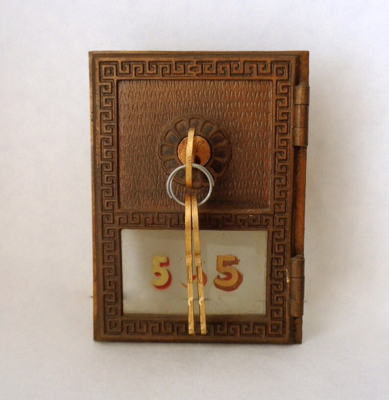 Antique Brass Bronze Yale Post Office Door 3 5/8 X 5 Postal PO Box Mailbox Lockbox Collectible
