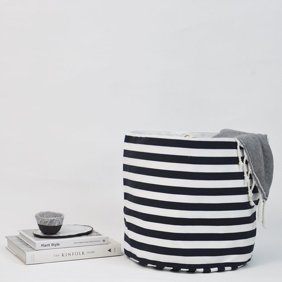 Navy Striped Laundry Hamper Laundry Basket Toy Storage Etsy