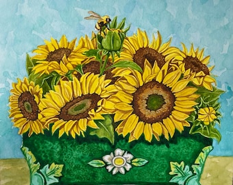 Canvas Prints - Sunflowers in Cache Pot