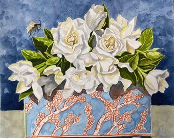 Canvas Prints - Gardenias in Cache Pot