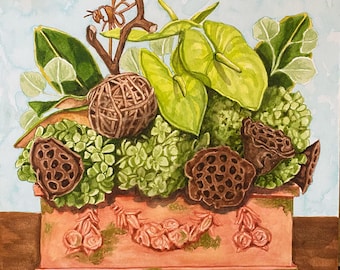 Canvas Prints - Dried Arrangement in Cache Pot