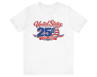 Camiseta unisex de manga corta con estampado del 250 aniversario de Estados Unidos (Gran Parte Delantera)