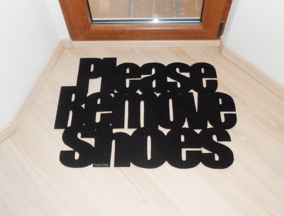 Please Remove Shoes Mat Custom Doormat Shoes Off Sign Home Etsy