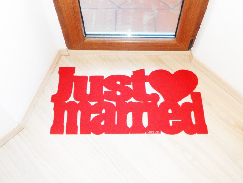 Romantic floor mat Welcome home decor Slim Just married floor mat The best wedding gift
