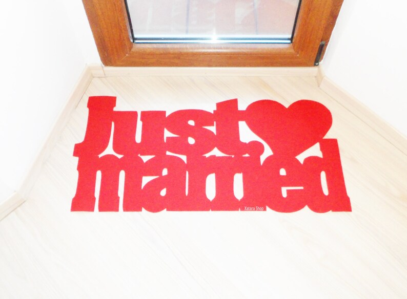 Romantic floor mat Welcome home decor Slim Just married floor mat The best wedding gift
