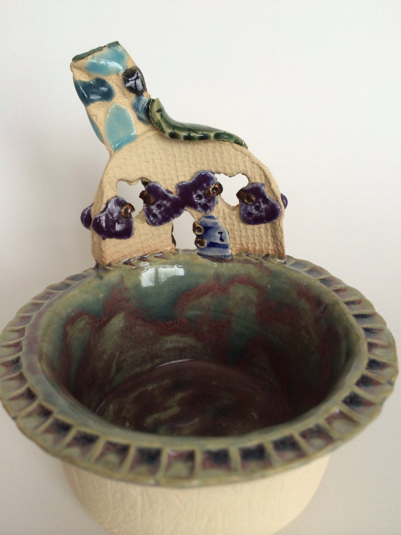 Fairy House Trinket or Condiment Bowl Purple-Green