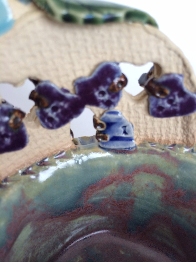 Fairy House Trinket or Condiment Bowl Purple-Green