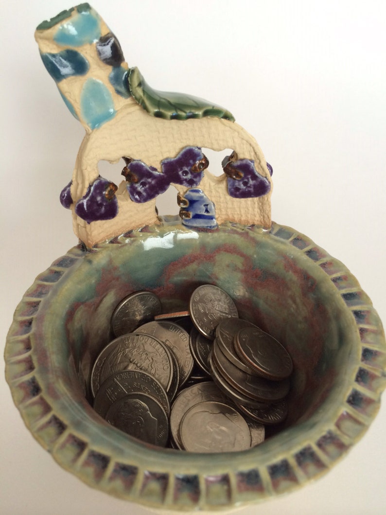 Fairy House Trinket or Condiment Bowl Purple-Green