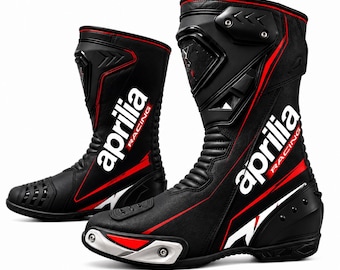 Zapatos de moto Aprilia Racing / Botas de moto de piel de vacuno auténtica