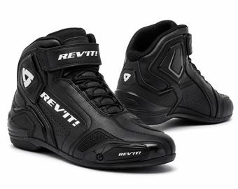 REV'IT! Black Leather Motorcycle Racing Shoes | CE Protective Riding Boots