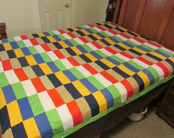 Vintage Quilt top bright and colorful