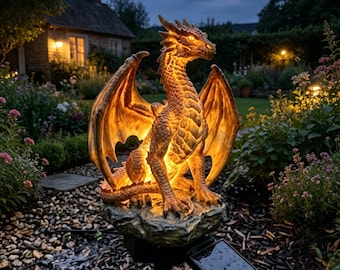 Beleuchteter Flügel Drache Solarbetriebenes Gartenlicht Fantasy Themed Abenddekorstück