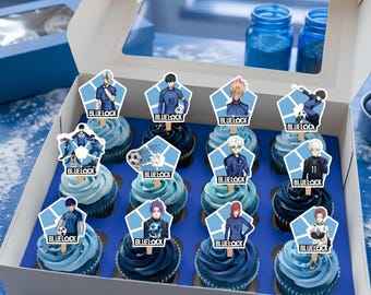 Paquete de adornos para cupcakes con candado azul / Decoraciones para fiestas de cumpleaños con temática de fútbol / Adorno para pastel con candado azul imprimible / Descarga digital de palillos para cupcakes