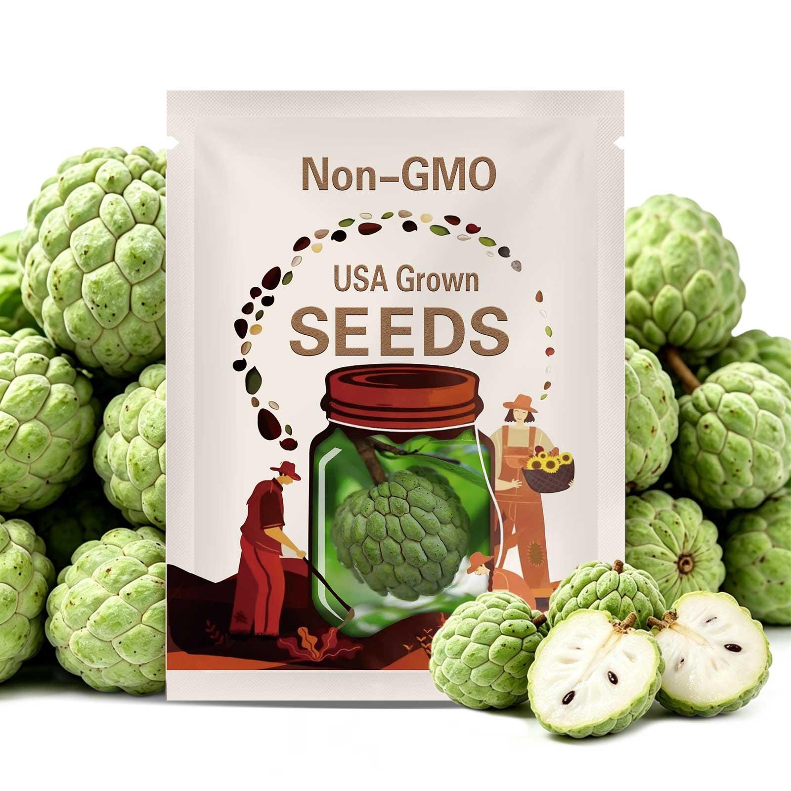 Sugar Apple Seeds (Annona squamosa) - Non-GMO Custard Fruit Tree Seeds for Garden (10pcs)