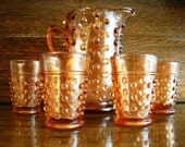vintage Fenton art glass - HobNail Childs WATER SET AMBER GLass