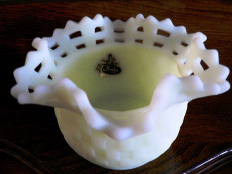 Vintage Fenton Art Glass RARE Rough CUSTARD BASKET Weave Etsy