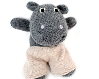 Henry Hippo Toy Knitting Pattern Knitted
