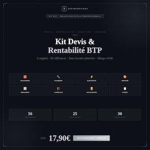 Construction Profitability Estimating Kit in Excel | Building Tradesperson Dashboard | Hourly Rate Calculator, Project Margin | Self-Employed Invoicing 2026