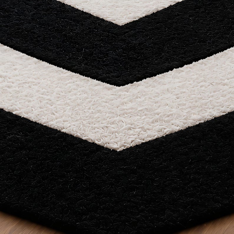 Hand Tufted Wool Heart Rug: Black White Modern Bedroom Living Room ...