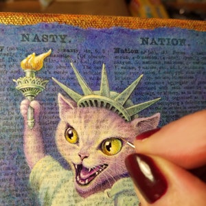 Political cat art print, Nasty Nation: pink pussycat in Lady Liberty costume, anti-Trump, pussy grabs back, women's march, nasty woman art image 3