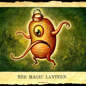 Halloween Magic Lantern monster art print: Chochin-obake art, Japanese creature, Jack-o-lantern yokai, Oddity curiosity, Asian mythology