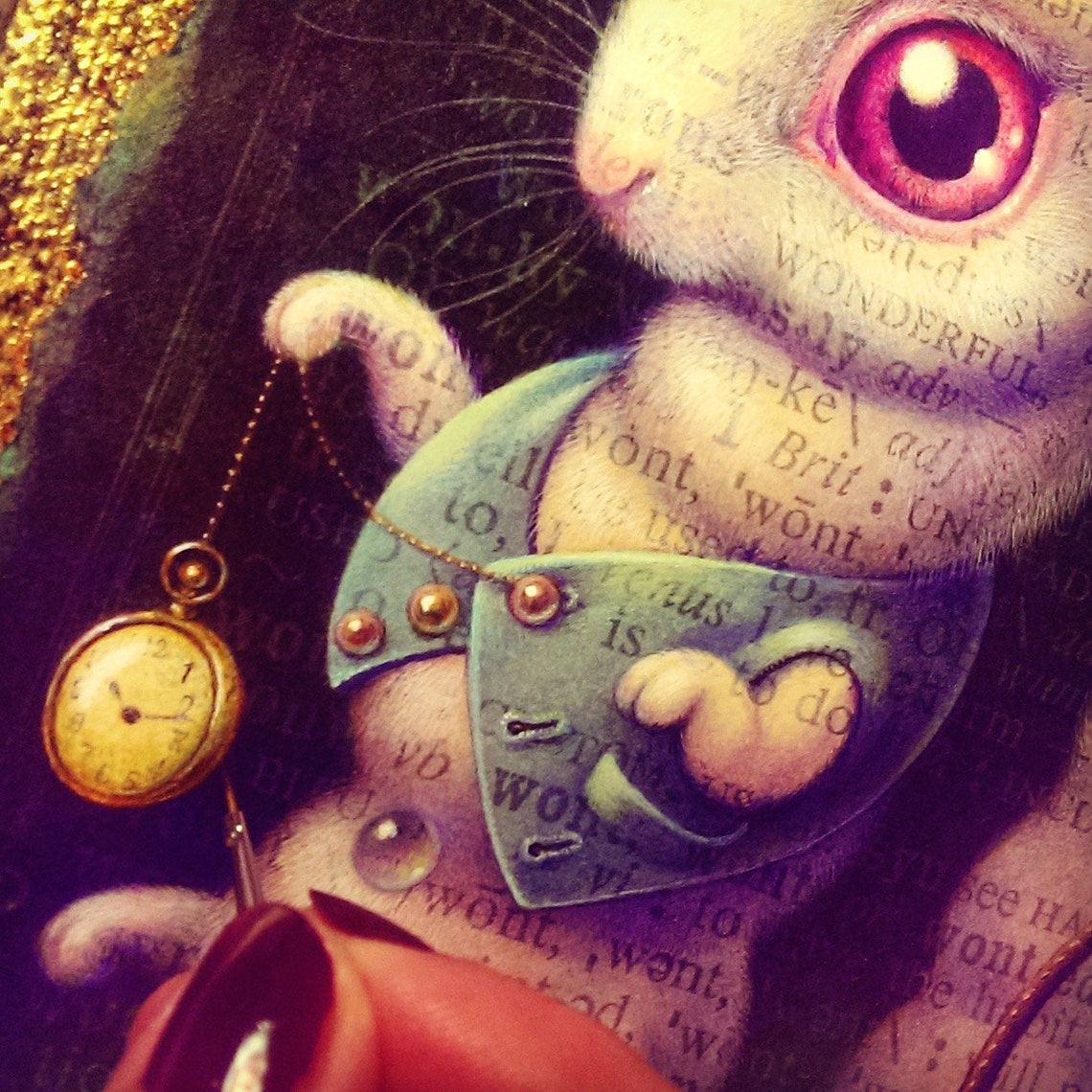White Rabbit Art Print 7.5x10, Surreal Rabbit/ Hookah-smoking ...