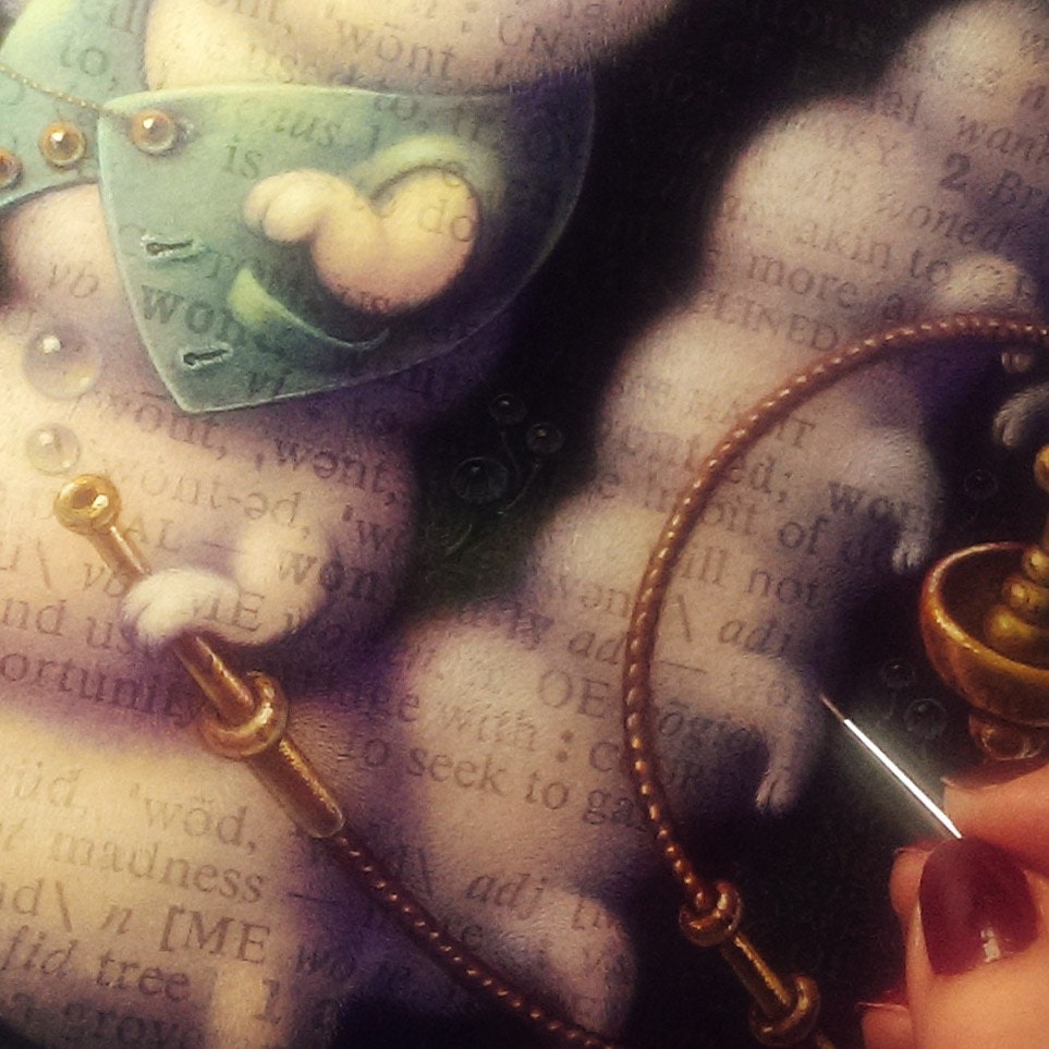 White Rabbit Art Print 7.5x10, Surreal Rabbit/ Hookah-smoking ...