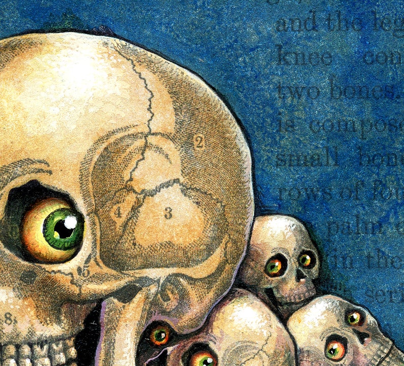 Skull Monster Art Print 4.5x3.5, Me-kurabe: Staring Skulls, Japanese ...