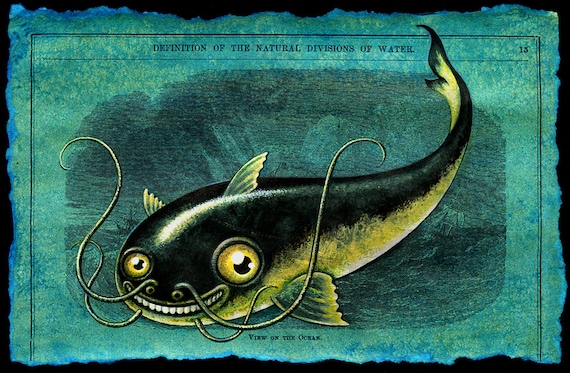 Fish Art Print, Namazu: Smiling Catfish, Tsunami Monster, Mythical  Creature, Japanese Yokai, Funny Fishing Art, Blue Green Oddity, Curiosity 