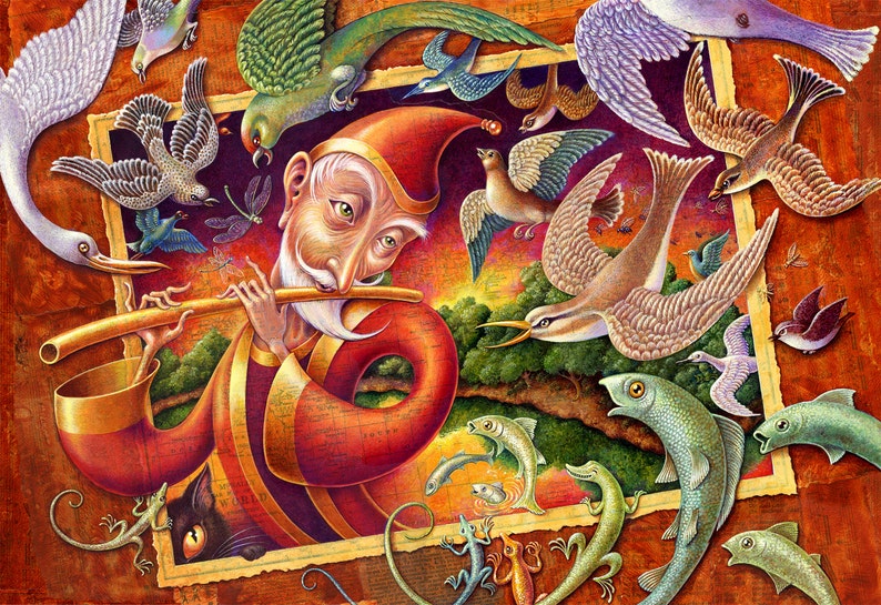 Music Art Print 10x16 Magic Flute Children's Book Etsy