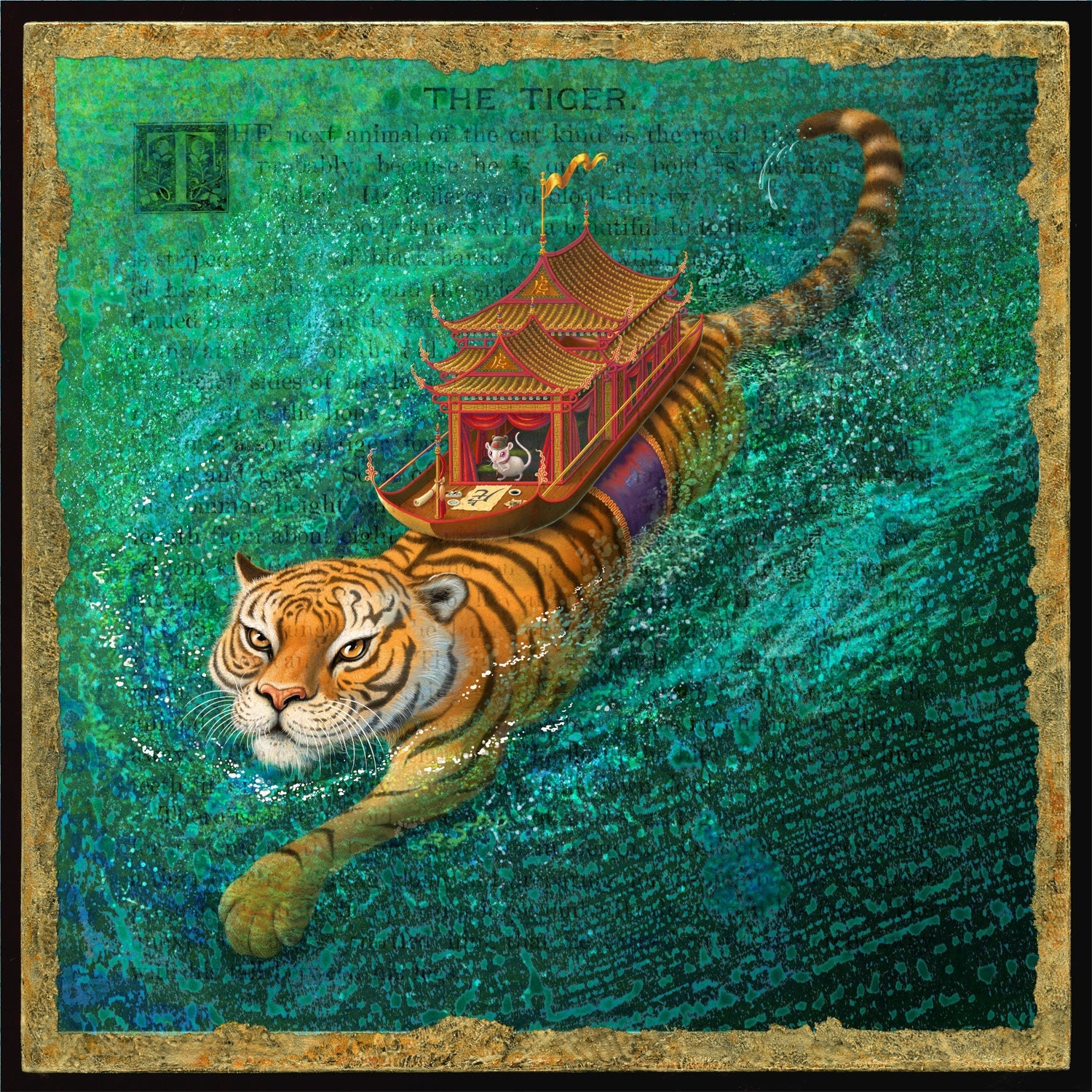 Year of the Tiger Art Print, Voyager: a Water Tiger Swims With