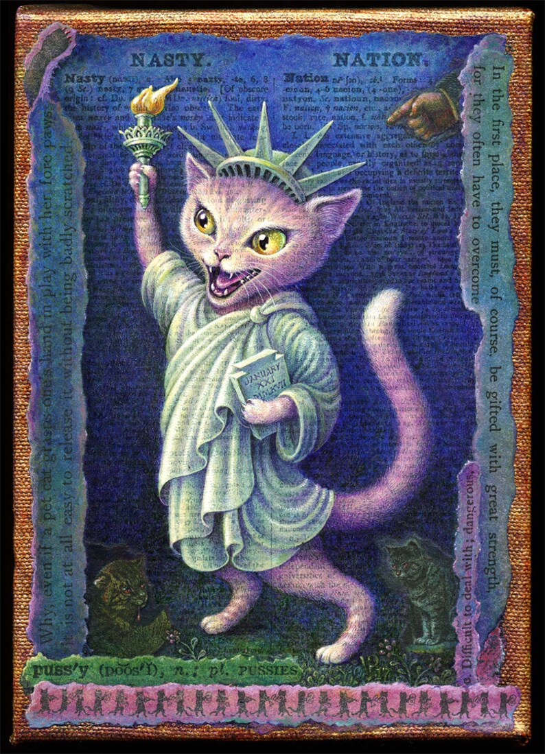 Political cat art print Nasty Nation: pink pussycat in Lady image 1