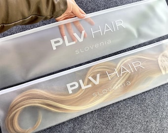 Custom Printed Hair Bundle Extensions Packaging Plastic Bags Long Zipper Clear Wig Bag Pouch Zip Frosted Bag With Logo