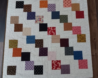 Wheelchair Lap Quilt Falling Charms with Reproduction Fabrics - Size 39" by 39"