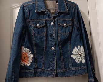 Veste en jean pour femme - Fleurs sauvages des bois recyclées - Taille XL Liz Claiborne