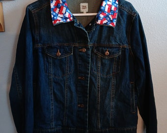 Women's Denim Jean Jacket - Embellished Texas Style - Size 1X True Craft