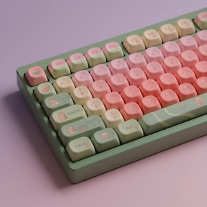 Capybara Watermelon PBT Keycap Set Cherry QX3 Profile Dye Sublimation Mechanical Keyboard Keycaps 129 Keys Cute Gaming Desk Setup Gift