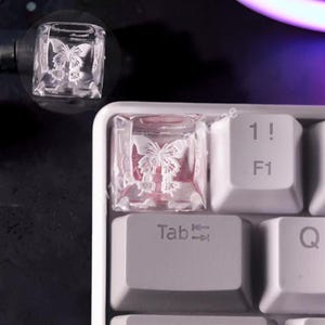 Butterfly Resin Artisan Keycap Handmade SA Profile 3D Translucent MX Switch Mechanical Keyboard Accent Key RGB Gaming Desk Setup Gift