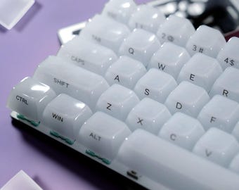 クリーミーホワイトRGBバックライトキーキャップセット透明PCサイドプリントmdaプロファイル115キーmxスタイルメカニカルキーボードシャインスルークリスタル