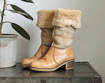 leather sheepskin boots