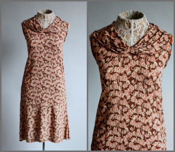 Vintage RARE 1920's 20s Crepe Silk Blush Pink / Br