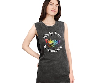 Pride Ally by Choice - Unisex Stonewash Tank Top
